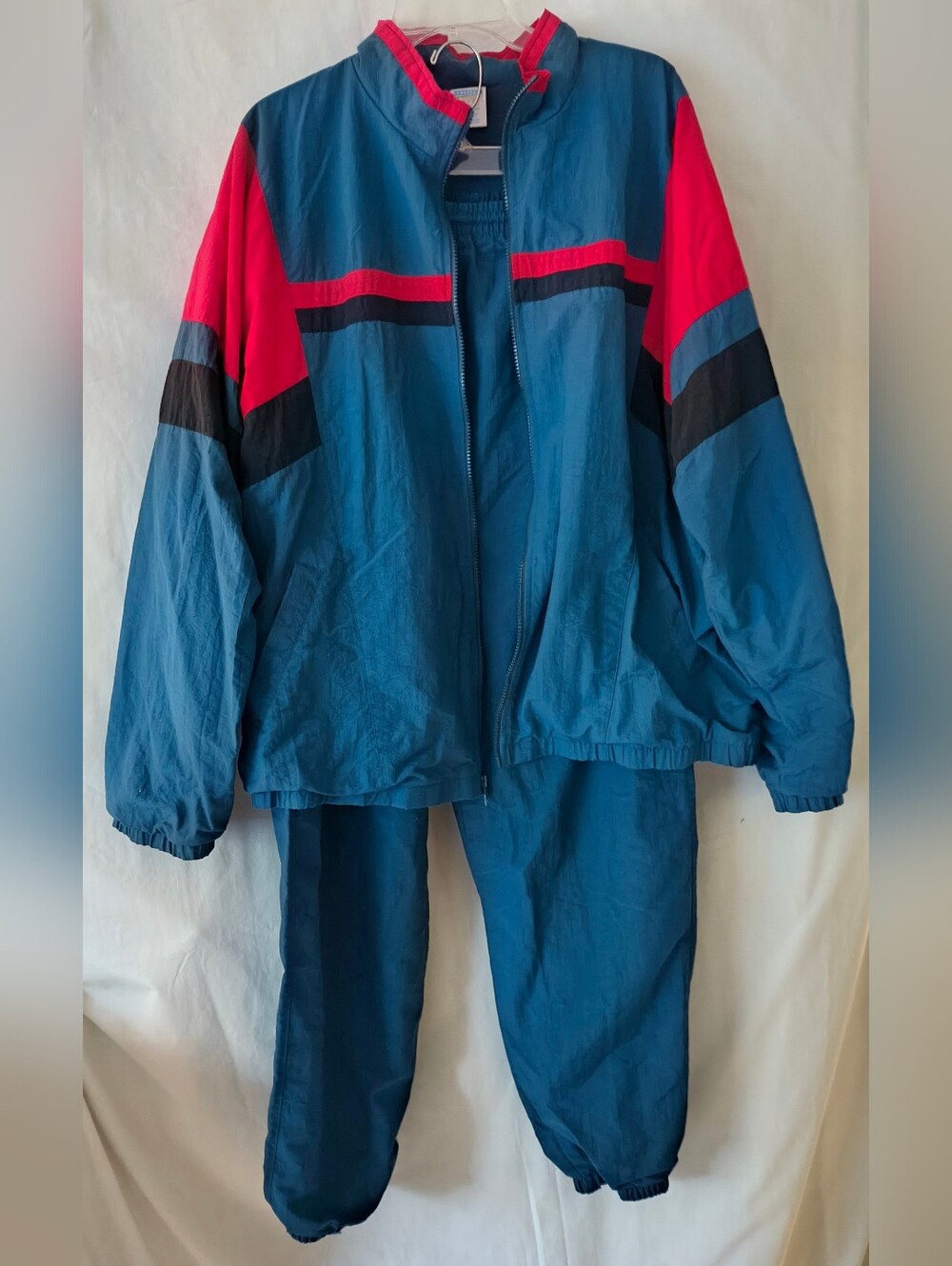 Men's Green and Red Retro Track Jacket and Pants Set